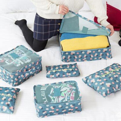 Kalite  6 Pieces Polyester Travel Bag Set Clothing Shoes Cosmetic Luggage Organizer Set fabrika