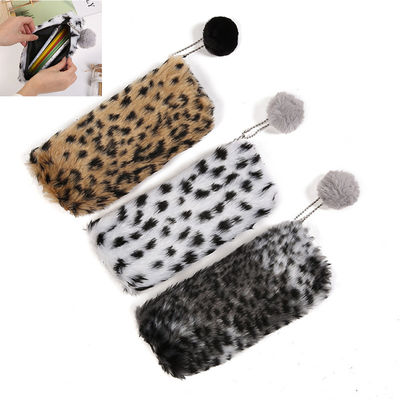 Yaratıcı Leopar Baskı Peluş Kalem Kutusu Sevimli Okul Çantası Kırtasiye Kalem Kutusu Kız Okul Malzemeleri Öğrenci Saklama Çantası