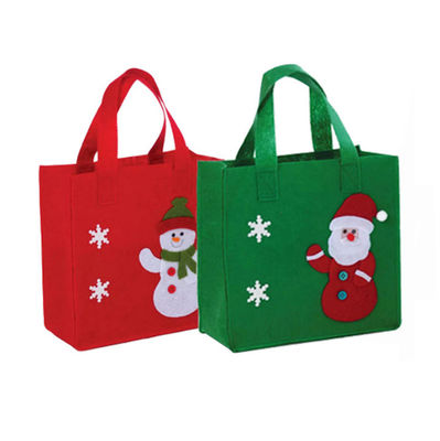 2021 yeni sıcak satış Noel Santa keçe tote çanta yeniden kullanılabilir kadın alışveriş çantası saplı çanta Noel hediyesi için
