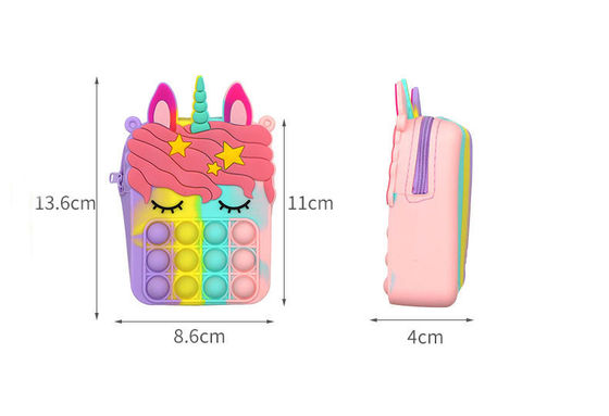 Fidget Push Bubbles Oyuncak Gökkuşağı Unicorn Bozuk Para Cüzdanı Cüzdan Bayanlar Silika Crossbody Çanta