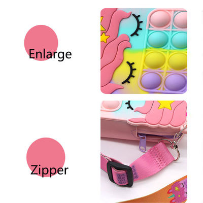 Fidget Push Bubbles Oyuncak Gökkuşağı Unicorn Bozuk Para Cüzdanı Cüzdan Bayanlar Silika Crossbody Çanta