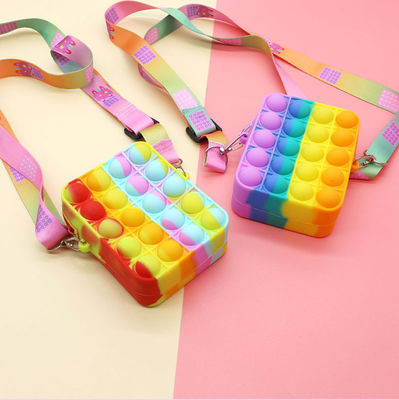 Fidget Push Bubbles Oyuncak Gökkuşağı Unicorn Bozuk Para Cüzdanı Cüzdan Bayanlar Silika Crossbody Çanta
