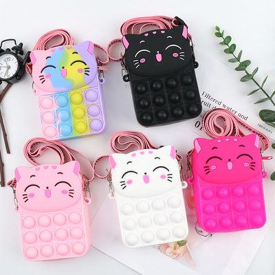 Fidget Push Bubbles Oyuncak Gökkuşağı Unicorn Bozuk Para Cüzdanı Cüzdan Bayanlar Silika Crossbody Çanta