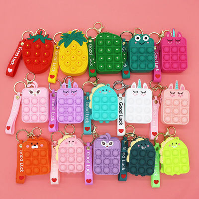 Fidget Push Bubbles Oyuncak Gökkuşağı Unicorn Bozuk Para Cüzdanı Cüzdan Bayanlar Silika Crossbody Çanta