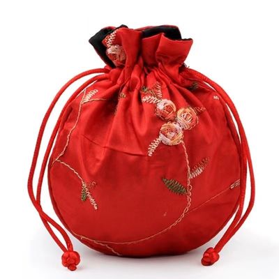 Renkli Mini Çin İpek İpli Çanta Brokar Şam Takı Cep Çanta Hediyelik Çantalar