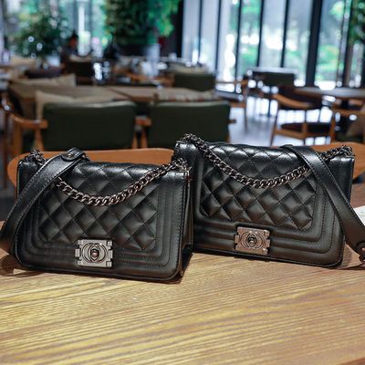 Bayanlar için Yaz Zinciri Crossbody Çanta Ekose Pu Deri Kare Çanta
