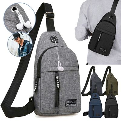 Erkekler Hırsızlığa Karşı Göğüs Çantası Kısa Yolculuk Messenger Çantalar USB Şarj Crossbody