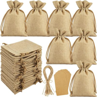 İpli Çantalar Çuval Bezi Çiçek Kese Çantalar Hediye Çantaları Takı Torbaları DIY Zanaat Düğün Partisi için, 5X7 Inç