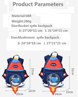 Roket şekli SBR çocuk sırt çantası 3D Neopren eğitim çantası yumuşak anaokulu çantası hafif kız sırt çantası