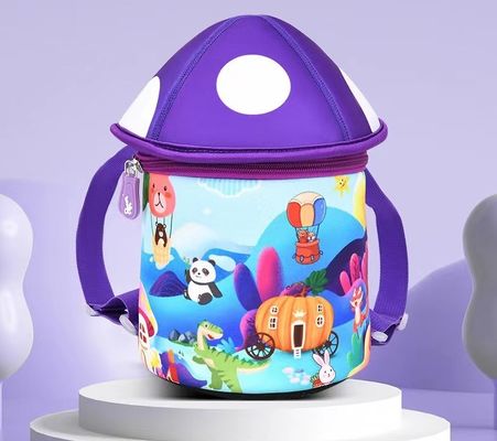 Mantar şekli 3D Neopren eğitim çantası SBR çocuk sırt çantası yumuşak anaokulu çantası hafif kız sırt çantası