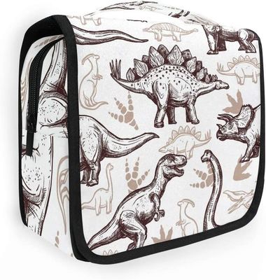 Darbeye dayanıklı ve dayanıklı Dinozor Seyahat Tuvalet Çantası Erkek Çocuklar için Vintage Dinozor Desen kozmetik düzenleyici Çantası
