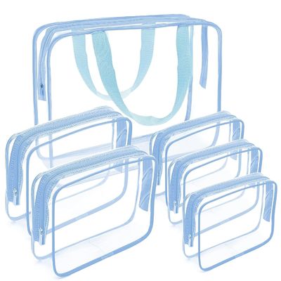 Açık kozmetik makyaj çantaları, fermuarlı açık PVC seti taşınabilir seyahat