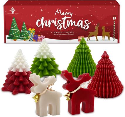 Noel Kokulu Mumlar Hediye Seti Elma & Noel Ağacı Şekli El Yapımı Soya Mum Xmas Aromaterapi Mum