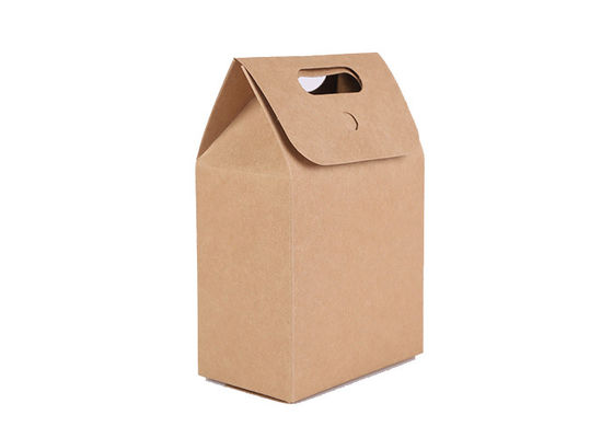 Uzatmak için Kolları ile Sert Kahverengi Kraft Kağıt Hediyelik Çanta Katlama