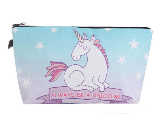 Makyaj 18 * 13.5cm Veya Özel Boyut Polyester Malzeme için Unicorn Kozmetik Kılıfı Çanta