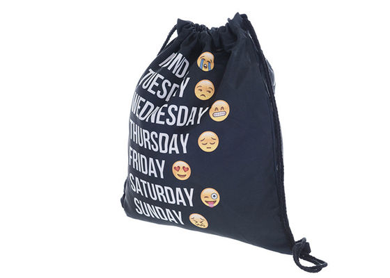 Emoji Baskılı Siyah Dize Sırt Çantası, Tasarımınızla Baskılı İpli Çantalar