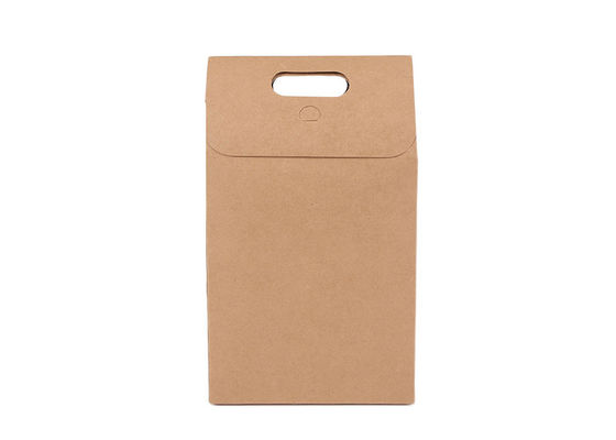 Noel Kahverengi Kraft Kağıt Hediye Çantaları Öğle Yemeği Kare Kulplu Kağıt Torba